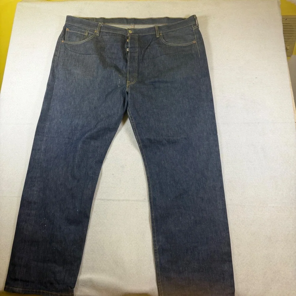 Levis 501 Original Fit Jeans Mens 44x32 Dark Wash Blue Button Fly Straight Leg